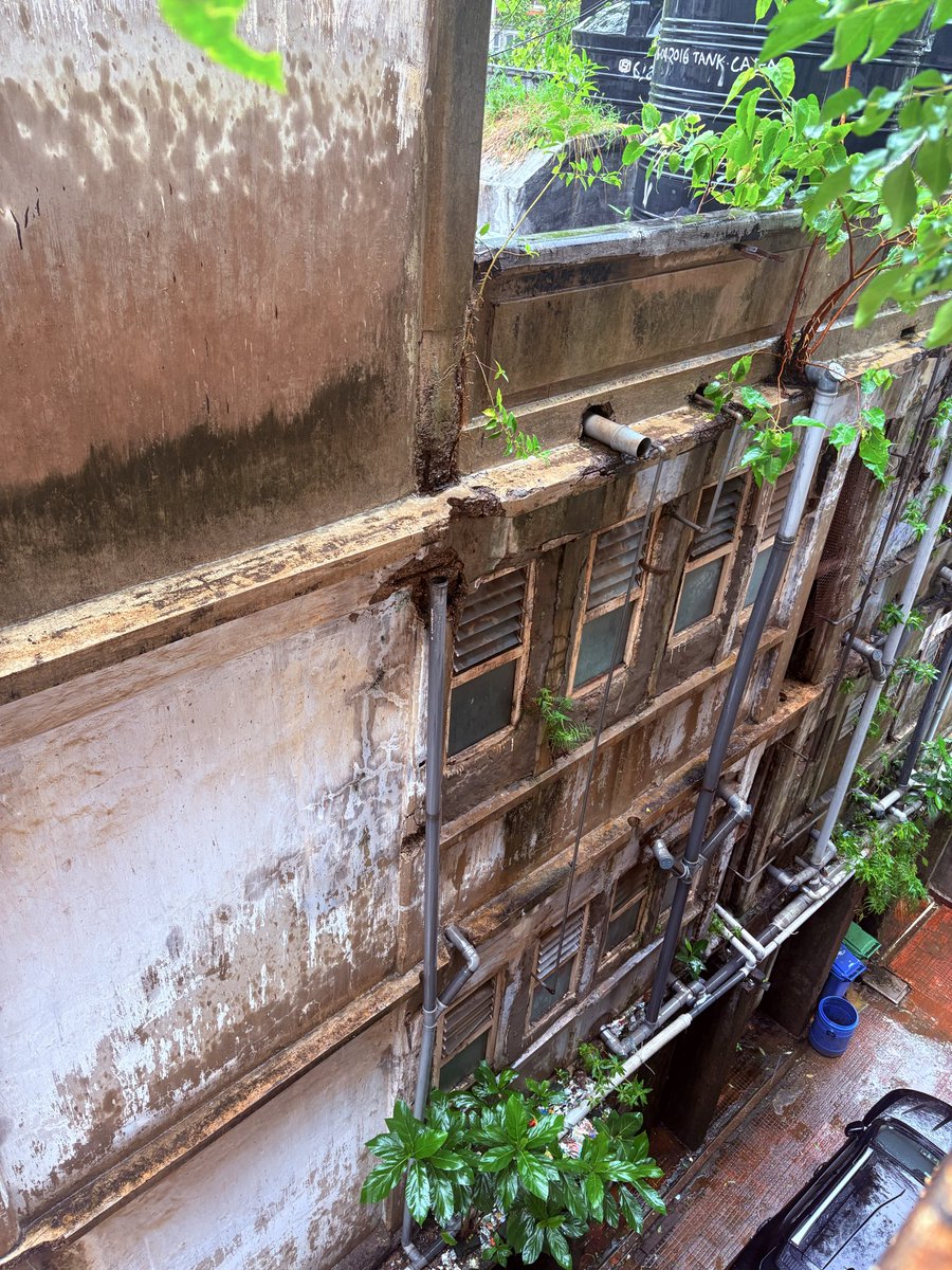 nitin97's tweet photo. Neglected AFI servant quarters near Bombay Hospital pose a public health and safety risk.Sewage leaks, overflowing water, garbage, rats, and a deteriorating structure threaten nearby residents.A piece of the building has already fallen on our parked car.Act before someone is hurt https://t.co/d2gxwLz6Fx