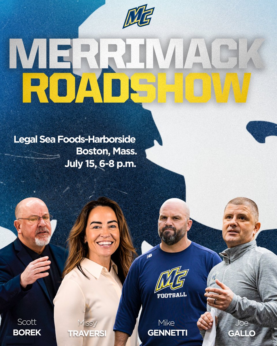 MC_Athletics's tweet photo. 🚨 MERRIMACK ROADSHOW UPDATE 🚨

Due to limited capacity at Legal Sea Foods-Harborside, there is limited availability remaining for our second Merrimack Roadshow in Boston on July 15. We don't want you to miss out on our Boston event so make sure to REGISTER TODAY!

Additionally, registration is live for our third and final Merrimack Roadshow. Following the event in Boston, our coaches will be heading to Willowbend Country Club on Aug. 18 to wrap up the summer. 

🎟️ Registration for Boston: https://t.co/XmJRGTMOkf
🎟️ Registration for Cape Cod: https://t.co/B9hs91F0dO

#GoMack