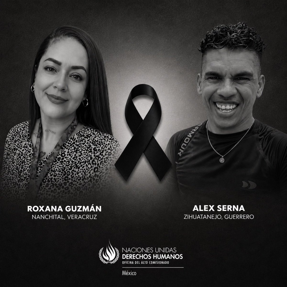 ONUDHmexico's tweet photo. 🔹Expresamos nuestra consternación por las desapariciones de la periodista Roxana Guzmán, en Nanchital, #Veracruz, y del periodista Alex Serna, en Zihuatanejo, #Guerrero, ocurridas el pasado mes de junio, y por la posterior identificación sin vida.
En estas entidades, la ONU-DH ha documentado un número preocupante de asesinatos y desapariciones de periodistas.

🔹Roxana Guzmán era directora de un medio informativo digital y habría sido la única mujer que cubría la fuente policiaca en el sur de Veracruz. Es fundamental garantizar el ejercicio de la libertad de expresión en condiciones de seguridad, reconociendo los riesgos diferenciados y agravados que enfrentan las mujeres.

🔹Alex Serna se dedicaba a la investigación periodística sobre temas ambientales en la Costa Grande de Guerrero. A través de su labor periodística también contribuía a la defensa del agua y la tierra, así como a la denuncia pública de posibles actos de corrupción.

🔹La ONU-DH expresa su solidaridad con las familias, con sus colegas y con el gremio periodístico. Llamamos a las autoridades a esclarecer los hechos, considerando como una línea de investigación el ejercicio de la libertad de expresión de ambas víctimas, a fin de garantizar el acceso a la justicia y la reparación integral.