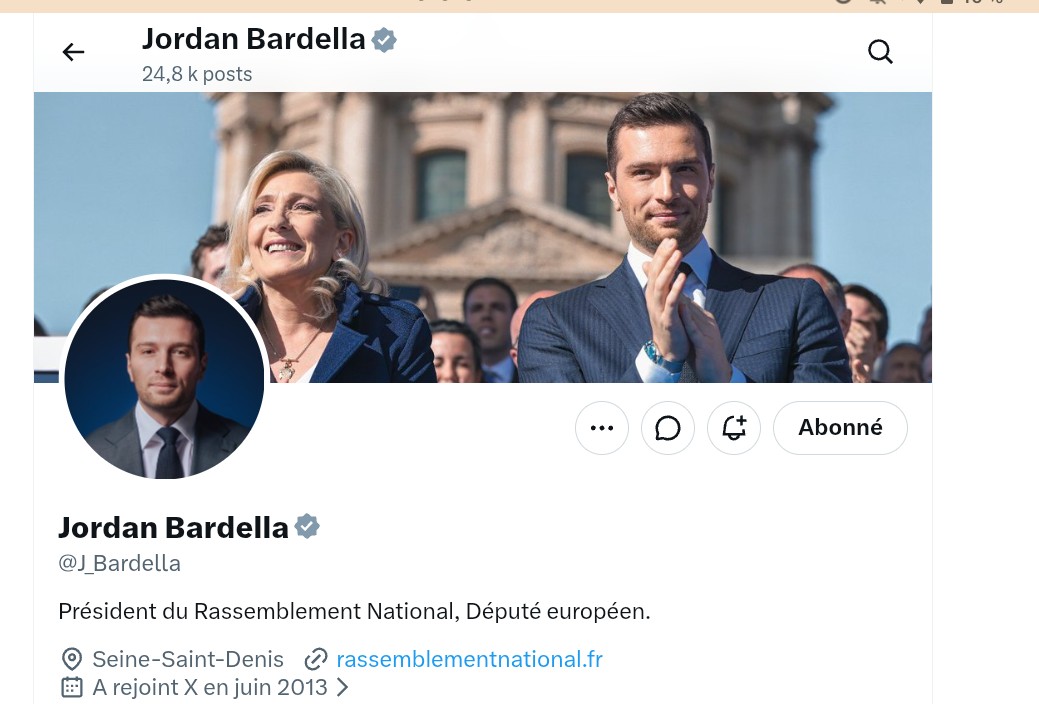 Gauthier1782215's tweet photo. Les patriotes on s'abonne en masse au compte de Jordan Bardella.
Objectif le million d'abonnés !!
@J_Bardella https://t.co/pow0fLJRyO