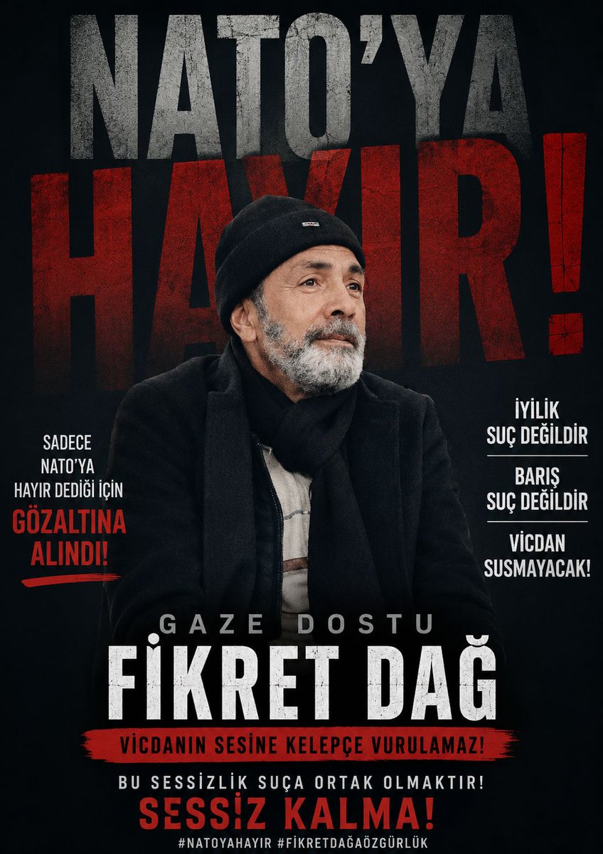 munzevibirkulll's tweet photo. NATO'ya hayır! Eli kanlı Trump'ın Türkiye'de bulunmasına hayır!

Siz NATO'cu oldunuz diye herkes NATO'cu olmak zorunda mı? Eylem gerçekleşmeden birilerini eylem yapma potansiyeli bulunduğunu iddia ederek gözaltına almak nerde görülmüş. Gözaltına alınanlar serbest bırakılmalıdır. https://t.co/RE3nQNVH0y