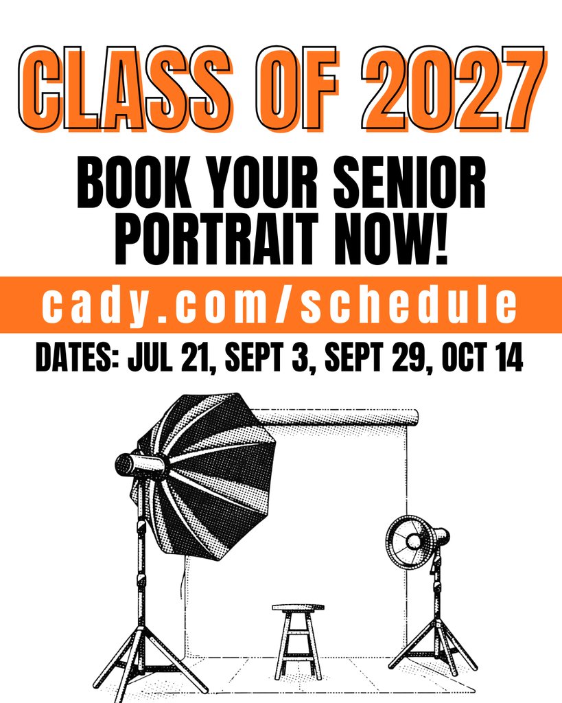 daviecountyhs's tweet photo. Class of 2027, it’s time to book your senior portraits! 

Schedule your session now at https://t.co/pBW2thw15V. 

Portrait dates are July 21, September 3, September 29, and October 14. Don’t wait to reserve your spot!

 #experiencedavie https://t.co/QZrzBUCvvL