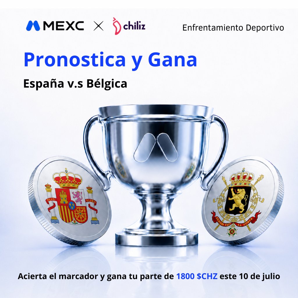 MEXCespanol's tweet photo. !VIVE EL FUTBOL Y GANA CON MEXC X CHILIZ!

¿Quién dominará el marcador España v.s Bélgica ¡Acierta y llévate una parte de los 1,800 $CHZ ! El premio se repartirá entre todos los ganadores.

📝 PASOS PARA PARTICIPAR:
1️⃣ Sigue a https://t.co/kBDkOTQj8u y https://t.co/38jL4yEXgY
2️⃣ Dale RT 🔄 a este post
3️⃣ Etiqueta a 3 amigos. 👥
4️⃣ Síguenos en Instagram: https://t.co/XAMd1HrJ7s
5️⃣ Deja tu pronóstico con el hashtag: #PronosticaMEXC [Tu Resultado]
Ejemplo: #PronosticaMEXC España 0-0 Bélgica

Tienes hasta el inicio del partido este 10 de julio. ¡Mucha suerte a todos!