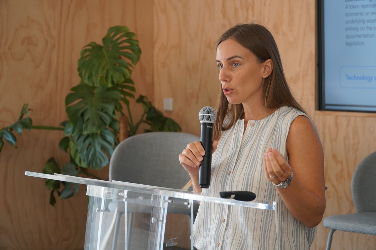 Brickken's tweet photo. This morning, we joined The Next Chapter of Asset Management at Barcelona Finance Hub.

The discussion: how tokenization is reshaping issuance, management and distribution across asset classes.

Celina Homps and Rodrigo Palacios represented our team, alongside an engaged audience from across asset management, wealth and institutional capital

The level of engagement in the room made clear how quickly this conversation is maturing.

Grateful for the connections made and the ideas exchanged today.
We're looking forward to continuing them.