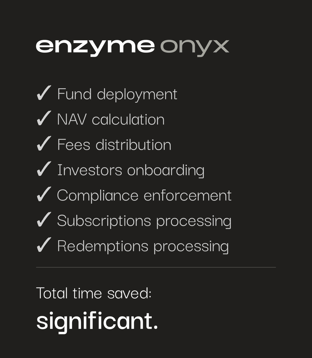 enzymefinance's tweet photo. Everything a fund administrator does. Made easy with Enzyme Onyx. https://t.co/CpIwb2N86m