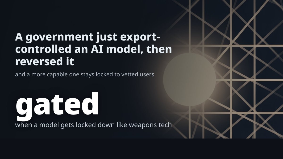 dnagabut's tweet photo. An AI model just got treated like a controlled weapon, then quietly un-treated.

According to reporting rounded up on July 2, Anthropic restored access to its Fable 5 model after the US government lifted export controls that had been imposed over cybersecurity worries. A more capable model, Mythos 5, stays locked to vetted security organizations under tighter rules.

Sit with that. We've reached the point where the government gates who can touch certain AI models the way it gates encryption or missile parts, on national-security grounds.

Whether that's prudence or overreach is a real debate. Either way, "which humans are allowed to run this model" is now a policy question, not just a pricing one. More like this: @dnagabut.