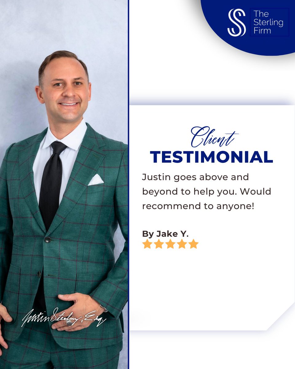 TheSterlingFirm's tweet photo. Thank you for the 5-star review! β We are proud to provide clear, reliable guidance when it matters most.
π Call/Text (310) 498-2750 | Toll Free (844) 4-GETLEGAL
#ClientTestimonial #TheSterlingFirm #Lawyer #LegalHelp https://t.co/tJpiKAM2K0