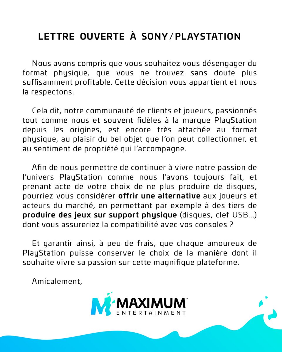 MaxEnt_FR's tweet photo. Lettre ouverte à @SonyFrance / @PlayStationFR : https://t.co/1dPNvHSEmA
