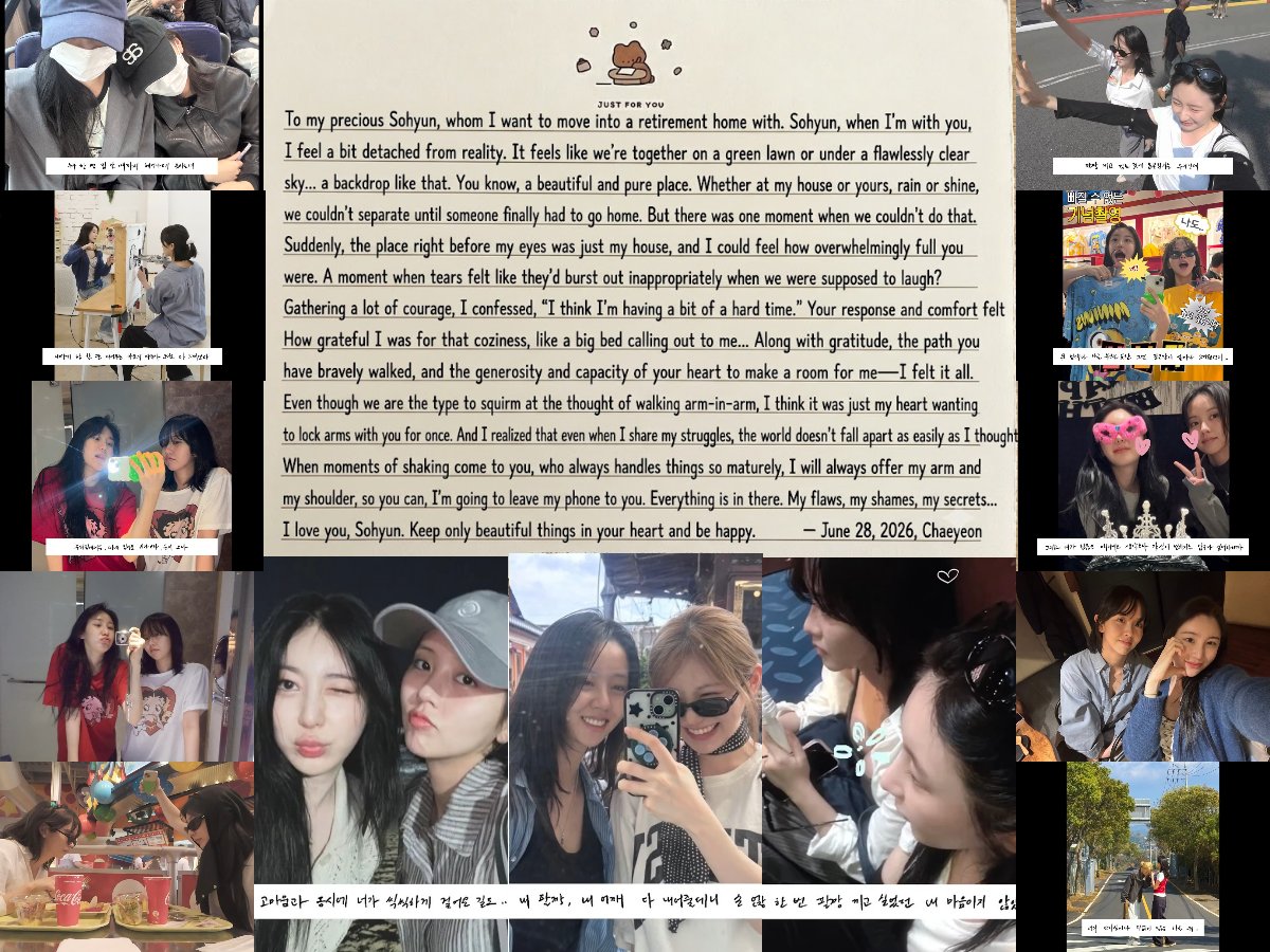 lcy11chaerish's tweet photo. This letter is the ultimate definition of soulmates in friendship. From planning to move into a retirement home together, to holding space for each other's darkest days, Chaeyeon’s words to Sohyun are pure poetry.

#LEECHAEYEON #이채연 
#KimSohyun #김소현 https://t.co/eYIDxJICZV