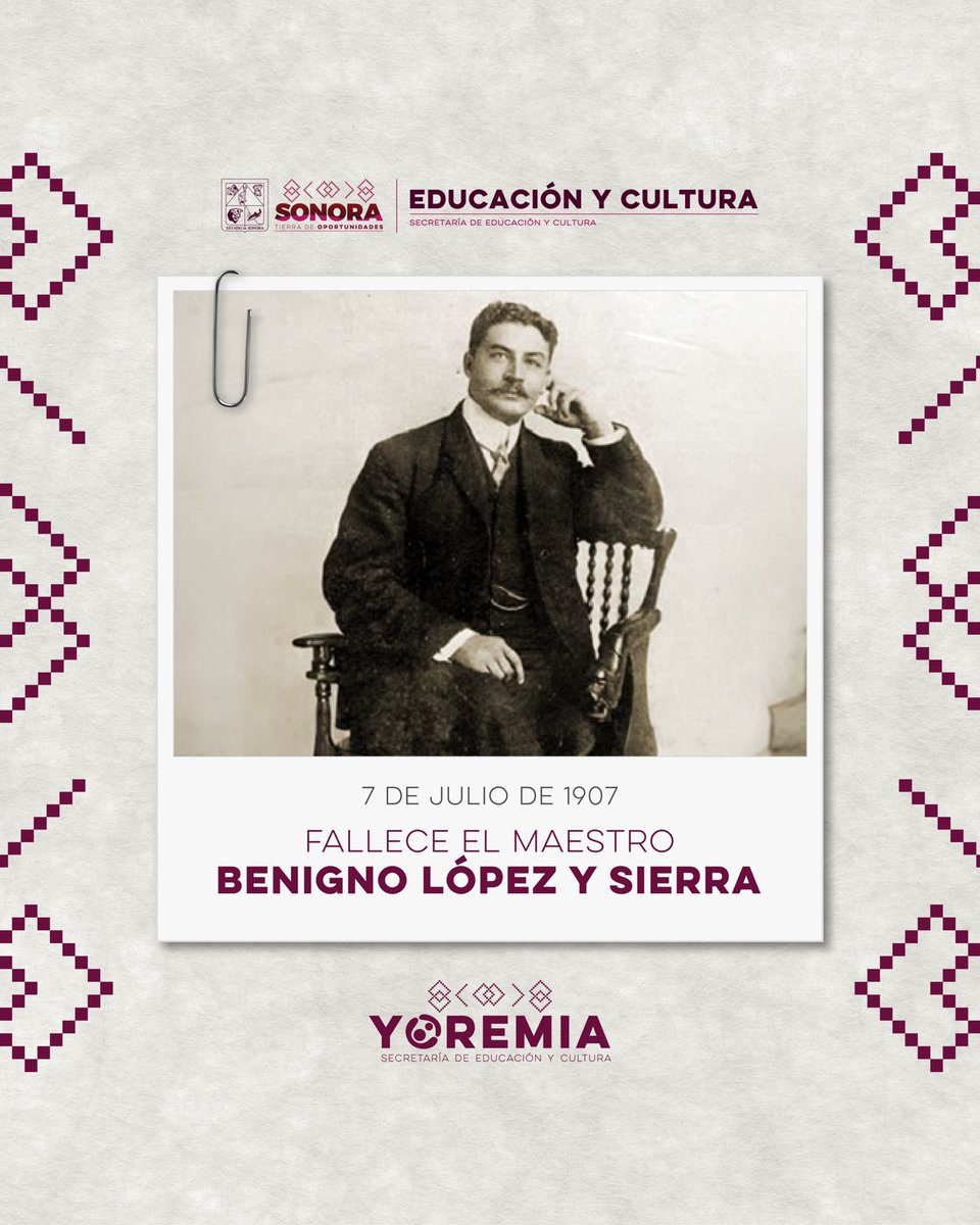 SECSonora's tweet photo. Fallece el destacado educador Benigno López y Sierra. Este personaje, oriundo de Guadalajara, Jalisco, se hizo cargo de la Biblioteca Pública del Estado en Hermosillo en 1901. https://t.co/lQsfDIWjs5