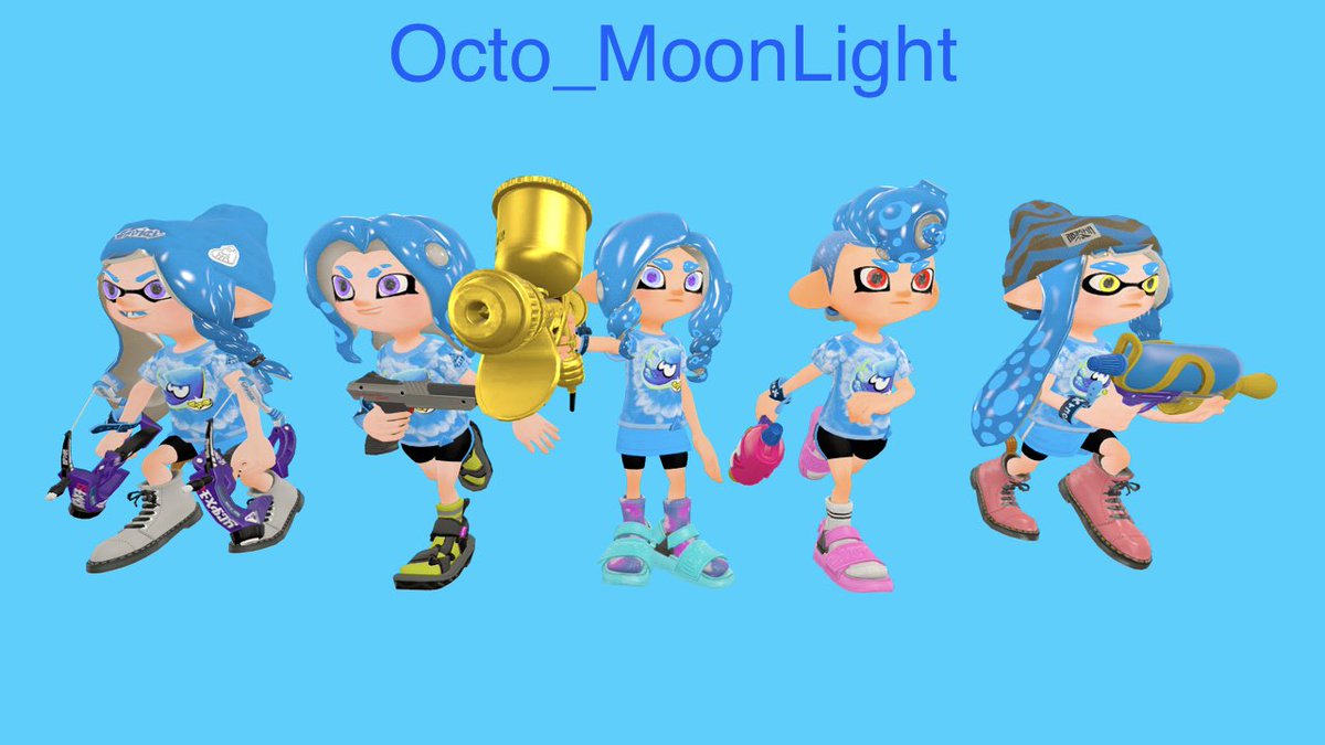 Octo_MoonLight's tweet photo. Moonlight with my Splatoon ocs Emily, Ema, Charlie and Jessie are on Team Speed #Splatoon3 #octolinggirl #splatoonocs #SplatoonSFM https://t.co/YvvvG6z6C2