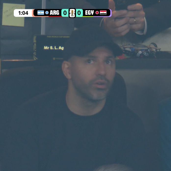 Sporting_Matrix's tweet photo. 📸 | Legendary Argentine striker Sergio Aguero is here to watch the game. What a player he was in his prime. Lethal. 

#ARGEGY #FIFAWorldCup https://t.co/H91NgSditb