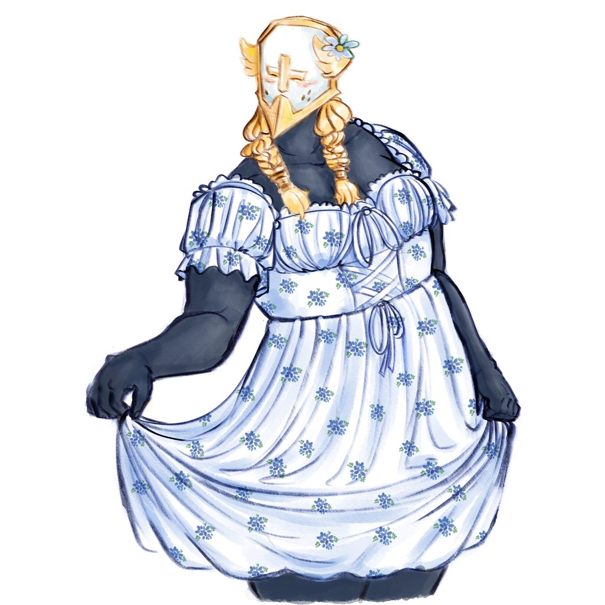 Xornaren's tweet photo. Gabriel in a lil summer dress https://t.co/MjxJCRoQjx