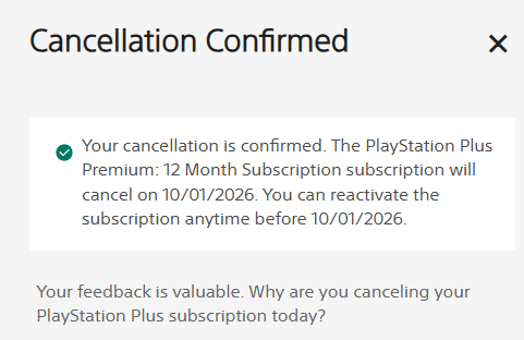 Furry2_'s tweet photo. @PlayStation I cancelled my playstation plus premium subscription. Don't want digital only game leases. I want to own my games. https://t.co/6luRp62Nno