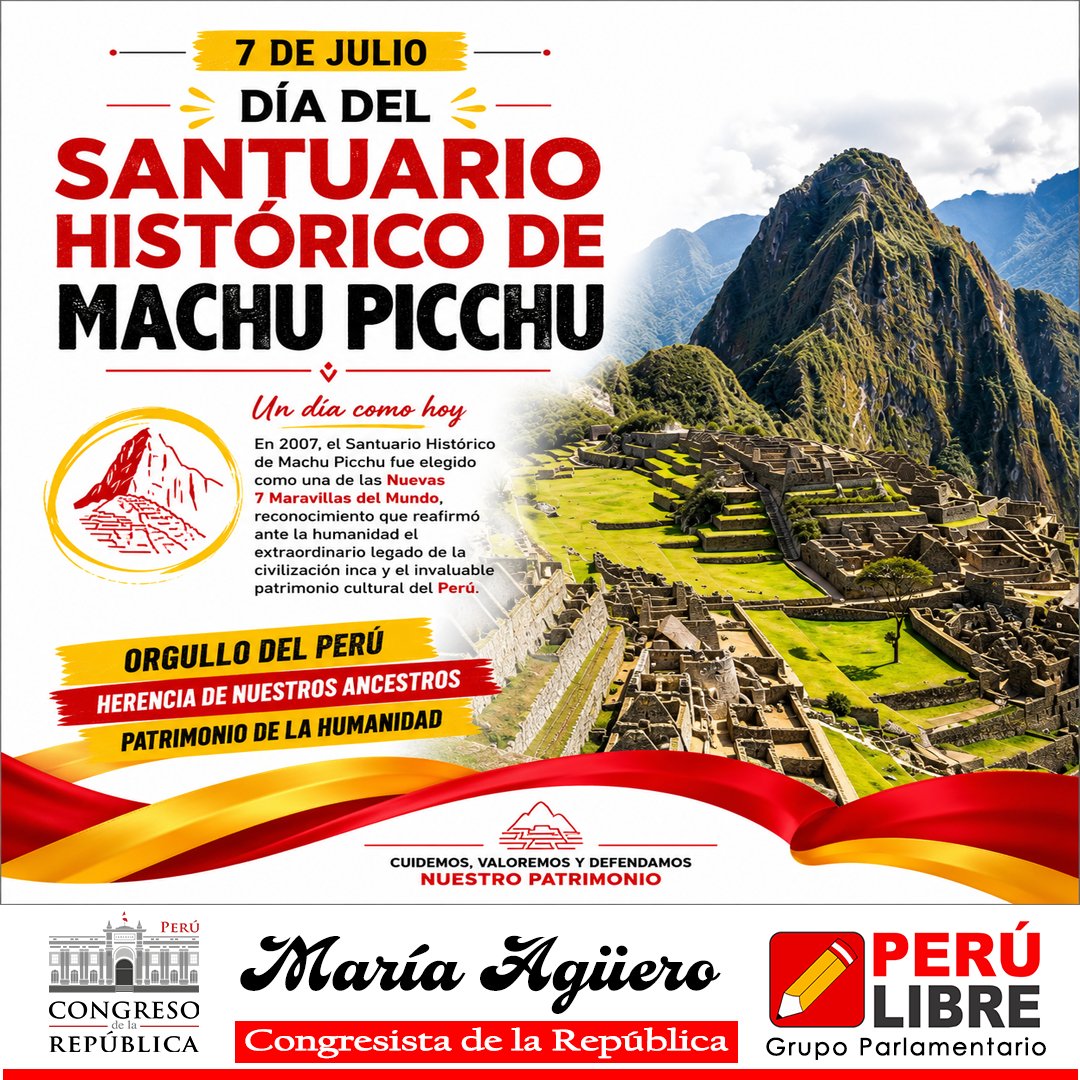 MariaAguerogut1's tweet photo. 🏛️🇵🇪 Machu Picchu es el orgullo del Perú y un legado de nuestros ancestros para la humanidad. Hoy reafirmamos nuestro compromiso con la protección y conservación de nuestro patrimonio cultural. 🌄✨

#MachuPicchu #PatrimonioDelPerú #OrgulloPeruano #IdentidadNacional #peru https://t.co/K4slOu3n2g