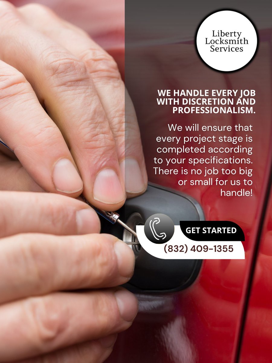 LibertyLockTX's tweet photo. During lock situations, our mobile lockout services help bring peace of mind. We come prepared to restore access efficiently and professionally. Call us at (832) 409-1355 to come directly to you. #MobileLockoutServices #MobileHelp
https://t.co/Emkpq0LCxM https://t.co/FMmzKvsVM2
