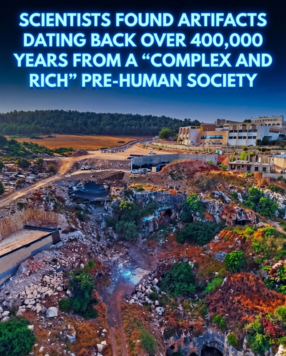 Rainmaker1973's tweet photo. Archaeologists in Israel have uncovered evidence of a sophisticated pre human society dating back 400,000 years. During a standard survey before construction near Fureidis in northern Israel researchers from the Israel Antiquities Authority and the University of Haifa identified a cave used as a seasonal campsite by early hominins. 

Earlier assessments from the 1970s placed the site at around 200,000 years old. New investigations by archaeologists Kobi Vardi and Ron Shimelmitz significantly extended that timeline. The findings offer an exceptional glimpse into a poorly documented phase of human prehistory. 

The cave belongs to the Acheulo Yabrudian culture a transitional group that lived in the Levant region long before the appearance of modern humans or Neanderthals. Excavators recovered well preserved stone tools such as hand axes blades and side scrapers along with burned bones from gazelles and fallow deer. These artifacts indicate that the inhabitants engaged in coordinated hunting used fire regularly and maintained structured social groups. 

To safeguard the site from development damage authorities constructed a road bridge above it preserving the location as a valuable resource for ongoing research.