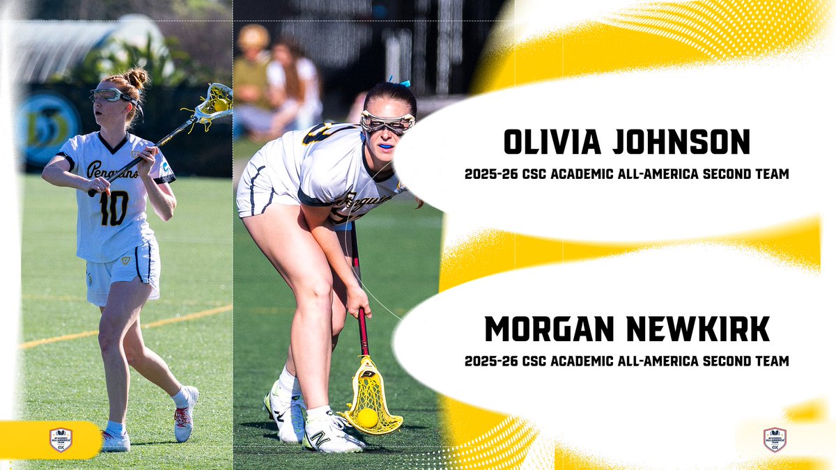 dominicansports's tweet photo. O Captains, O Captains, those are OUR Captains ‼️🐧🥍

Olivia Johnson and Morgan Newkirk finished their DU careers with a bang being selected to the 2025-26 Academic All-America teams selected by the college sports communicators  🎉⭐️ #PenguinPride https://t.co/kr10SHSM03