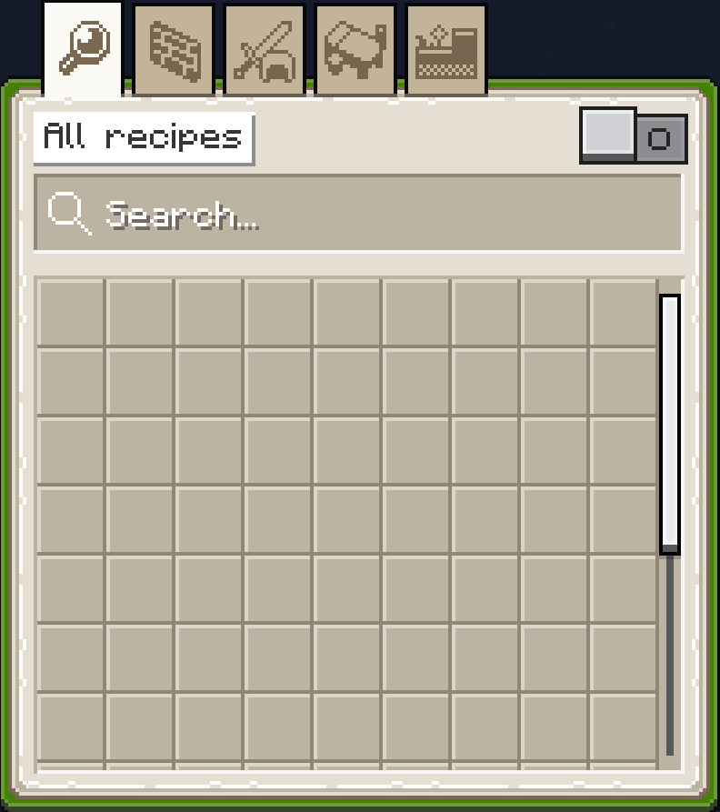 nipitare_'s tweet photo. OreUI recipe book screen has recived it's categories https://t.co/x765T9IDZx