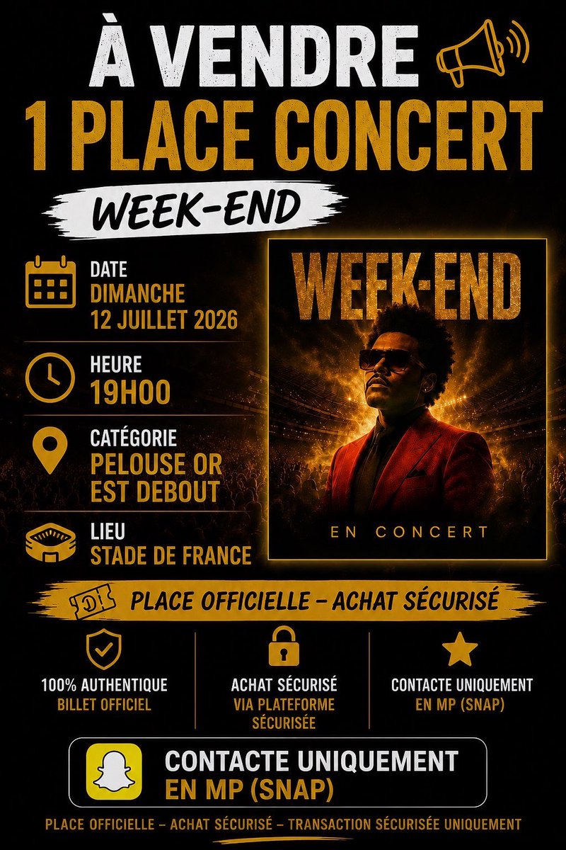 farc71's tweet photo. Salut suite un empêchement je vend la place pour le concert de @theweeknd 
Rt svp https://t.co/1TkEv0YIfC