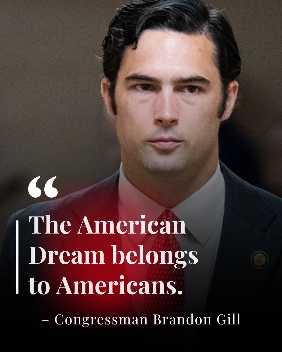 RepBrandonGill's tweet photo. Illegal immigration drove up your home prices 30% and rent 20% under Biden.

While you got priced out, your federal government was handing illegal aliens taxpayer-backed mortgages.

My bill ends this outrageous giveaway permanently. https://t.co/gtyHmHcNif