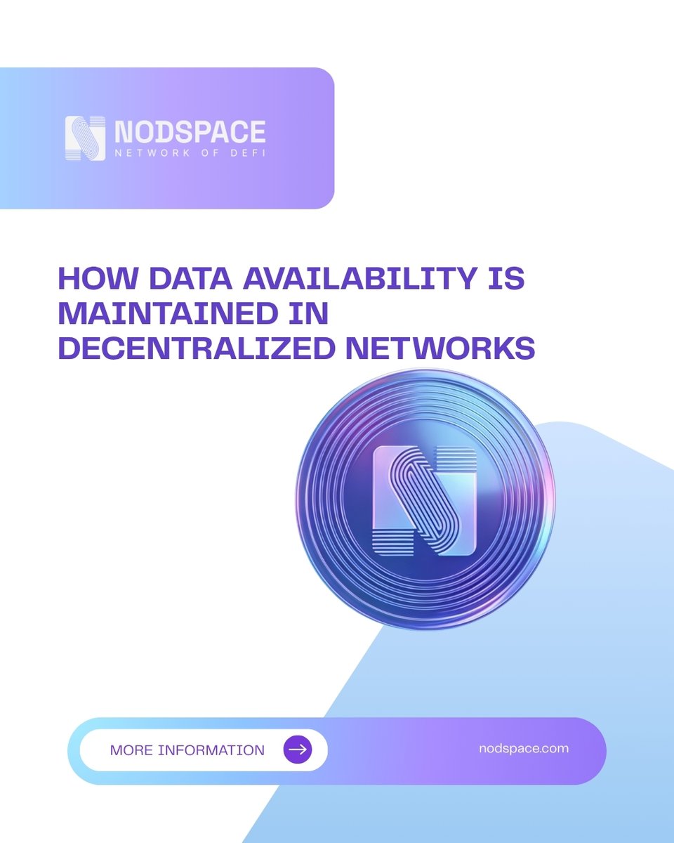 NodspaceLimited's tweet photo. How Data Availability Is Maintained in Decentralized Networks

Data availability determines whether information remains accessible whenever users or applications request it. In decentralized networks, this is achieved by distributing copies of data across numerous independent nodes instead of relying on centralized servers.

Because multiple participants store the same information, the network continues operating even if some nodes become unavailable. This significantly improves resilience and fault tolerance.

Many decentralized storage systems also use incentive mechanisms that reward participants for storing and serving files over time. These economic models encourage long-term availability across the network.

Replication, redundancy, and distributed validation all contribute to maintaining reliable access to digital content. Together, these mechanisms create a more robust infrastructure for decentralized applications.

As Web3 adoption grows, maintaining high data availability becomes increasingly important for supporting scalable and dependable blockchain ecosystems.