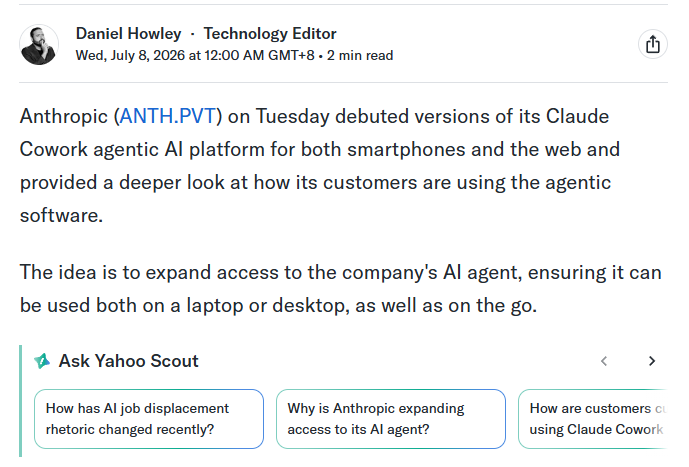 Nainahf's tweet photo. Anthropic says customers are using Claude Cowork for 'the work around work,' as AI companies soften job-loss rhetoric https://t.co/uUIQoraU3f