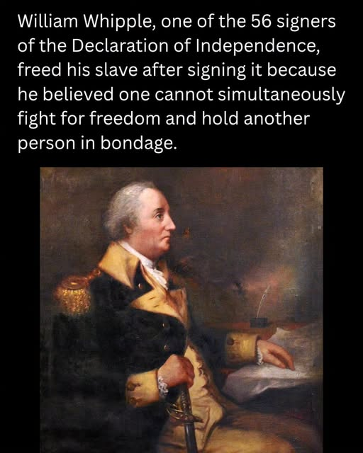 JamesTate121's tweet photo. William Whipple, one of the 56 signers of the Declaration of Independence, reportedly became convinced that no one could fight for liberty while holding another person in bondage after his enslaved servant, Prince Whipple, challenged him on the contradiction.
Although the exact conversation cannot be verified, William eventually emancipated Prince after the Revolutionary War, formally completing the process by 1784.
Prince had served alongside Whipple during the war, later married, and became a respected member of Portsmouth, New Hampshire's free Black community.
Whipple's decision was unusual for the era, as most Declaration signers who enslaved people never freed them. His story remains one of the clearest examples of Revolutionary ideals influencing an individual's views on slavery.