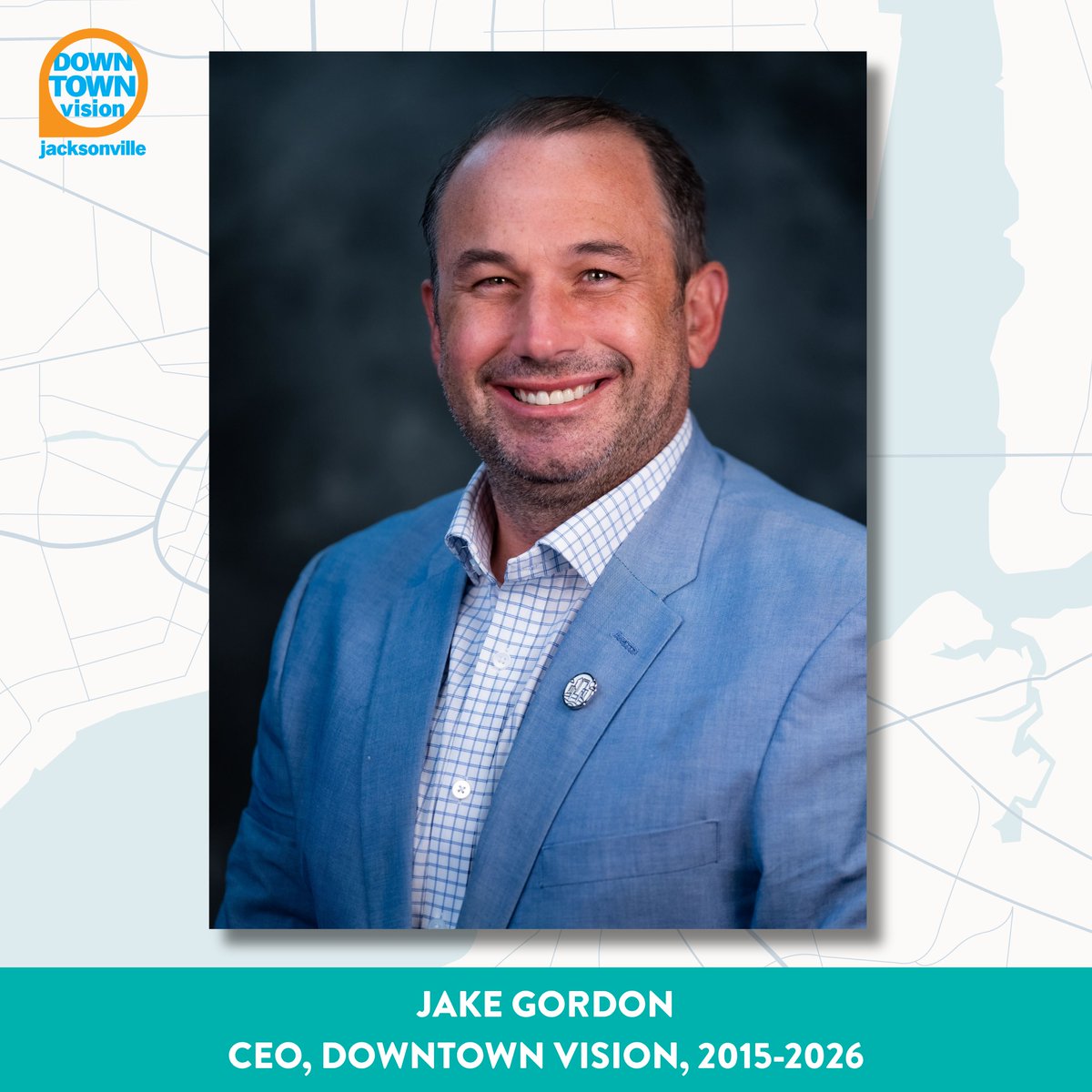 DTJax's tweet photo. After 11 years, Downtown Vision CEO @JakeGordon has announced he will transition out of his role this fall. Under Jake's leadership, DVI has grown almost fivefold from a $1.1 million budget into a nearly $5 million nonprofit, significantly expanding our impact. 

Thank you, Jake, for your vision and unwavering belief in DTJax. Effective October 1, COO and General Counsel Eric Miller will serve as Interim CEO. Read the full announcement: https://t.co/G54h8iippU