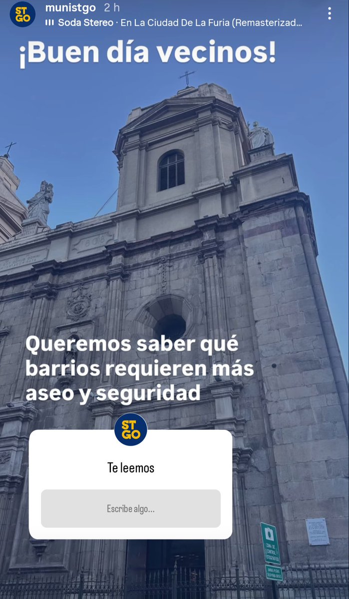 fernandosambora's tweet photo. La @Muni_Stgo en sus historias de instagram publicaron que quieren saber qué barrios de la comuna requieren más seguridad y aseo. La desconexion del municipio de @desbordes es total! Todos los barrios de la comuna necesitan siempre aseo y más seguridad. Es absurdo preguntarlo! https://t.co/XXkFFJpWom