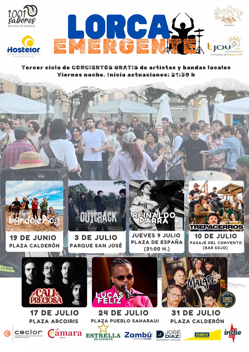 Hostelor's tweet photo. Sigue disfrutando este mes de julio con el mejor ambiente y la mejor #musicaendirecto!
Esta semana tenemos dos citas con #LorcaEmergente 👇🏻
🗓️ Jueves a las 21:30 h. en Plaza de España.
Reinaldo Parra 🎸 
🗓️ Viernes a las 19:30 h.  en @sojo_bar 
Trepacerros 🎸 (previa ⚽️🇪🇸)
#Lorca https://t.co/ej1OV44dno