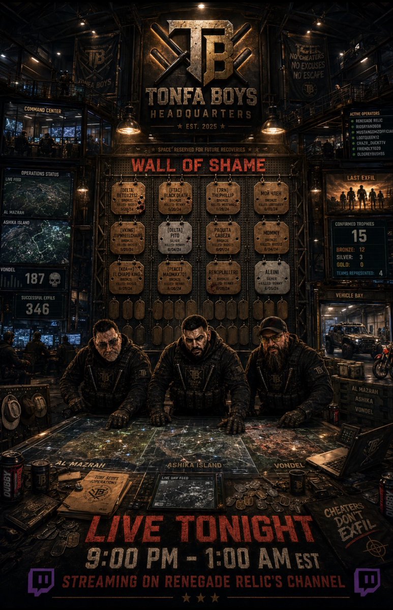 RenegadeRelic's tweet photo. Come watch your favorite team take on cheaters in DMZ! Can we add more tags to the wall of shame?? https://t.co/RlkrzcKpgq 9p-1am eastern standard time tonight! https://t.co/X4TaYtoZSO