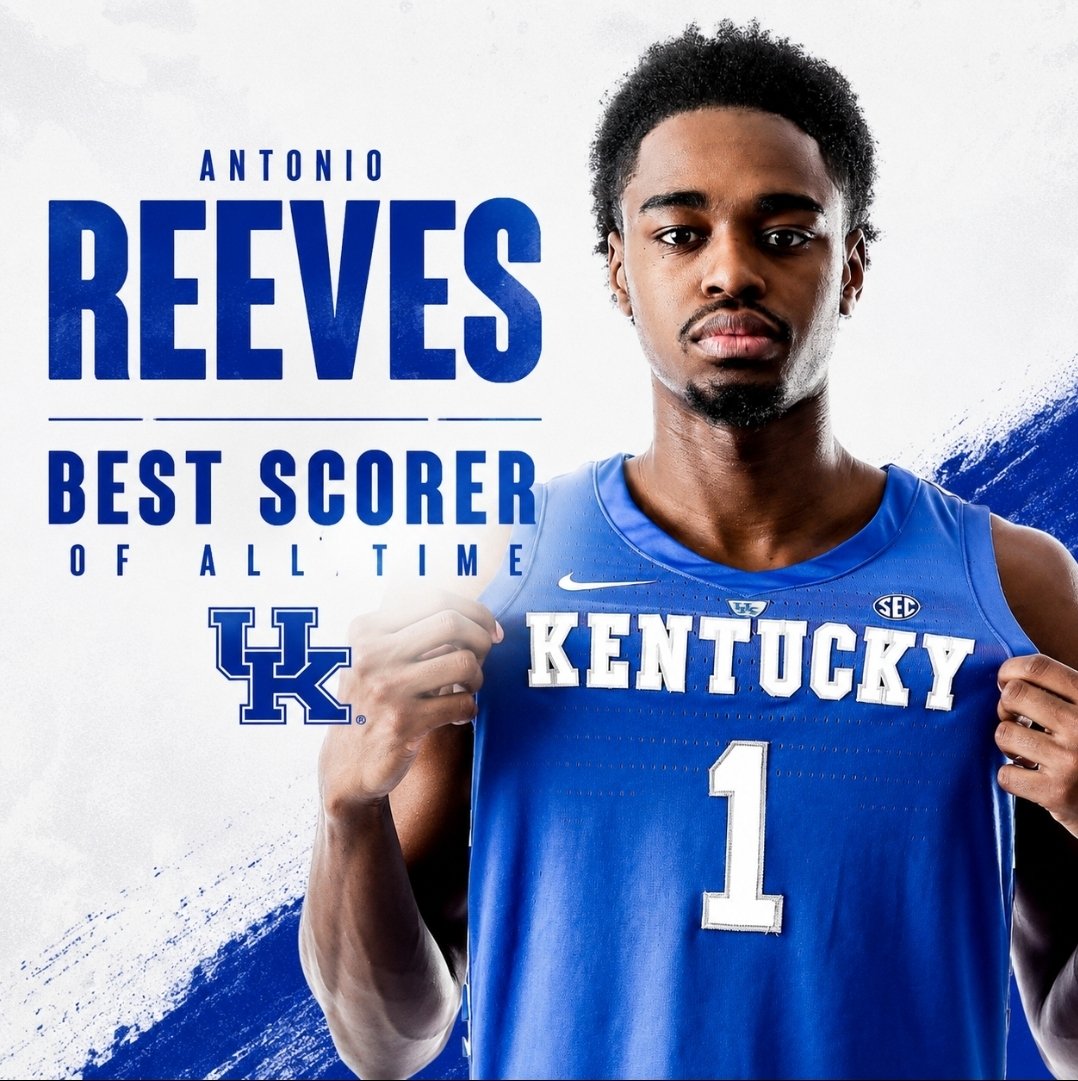 CBeasmoreSports's tweet photo. Throwback to one of the purest scorers to ever wear Kentucky blue: Antonio Reeves.

In just two seasons, Reeves became one of the most efficient and consistent guards in program history, averaging 17.3 points per game while shooting 41.4% from three and 85.4% from the free-throw line.

He capped off the 2023-24 season by earning First Team All-SEC honors and leading the SEC in scoring at 20.2 PPG.

Is Antonio Reeves the best scorer of all time at Kentucky? 🤔

He is forever a Wildcat though! 😼🏀 #BBN