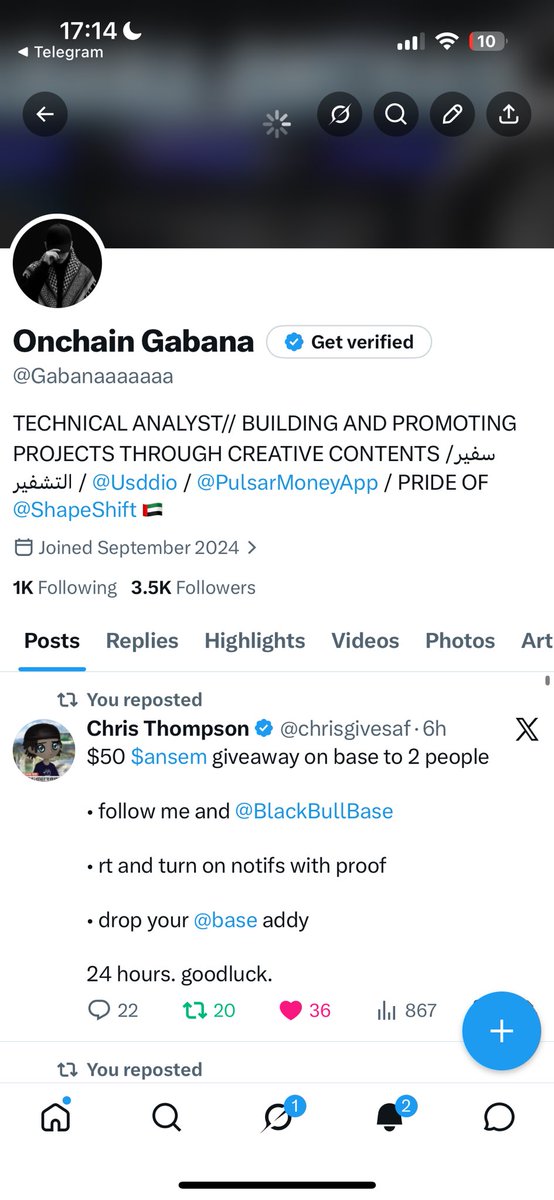 Gabanaaaaaaa's tweet photo. @chrisgivesaf @BlackBullBase @base He who givesaf would actually pick me😅

0xc91eaB0eD10dC925A91c48f3F8ffb86058d8Ea44

Let’s send $ANSEM to a billi🚀 https://t.co/X0XRq3p5BL