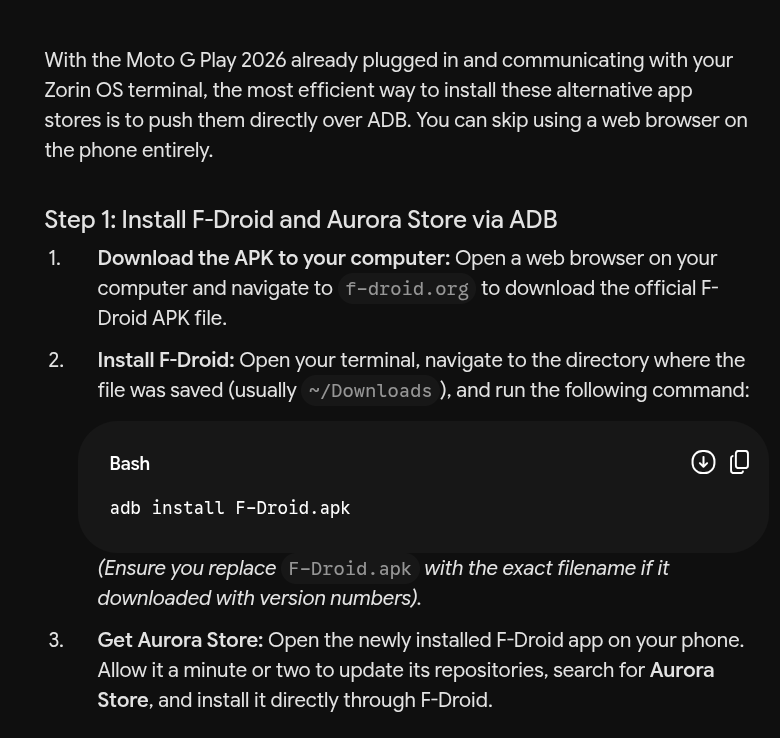 Humility0101's tweet photo. @X Using Gemini to to get of Google services on a Moto G Play 2026. A simple, but profound use case for people out there that may dislike Gen AI. A bit humorous, as well. Have a blessed day, Everyone. #Gemini #Google https://t.co/WaMJCqlnZh
