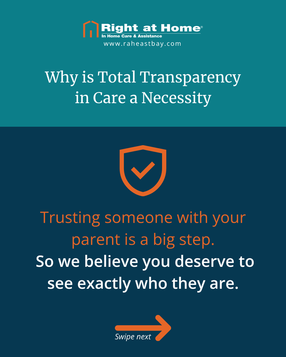 raheastbay's tweet photo. Trusting someone with your parent is a huge step. You deserve full #transparency.
With us you know who cares for them, what care is happening and always in loop.
That's #RightatHomeEastBay. Call (925) 401-5261
#CaregiverSupport #TransparencyMatters #CareYouCanTrust #familyfirst https://t.co/bqqtEpzAVP