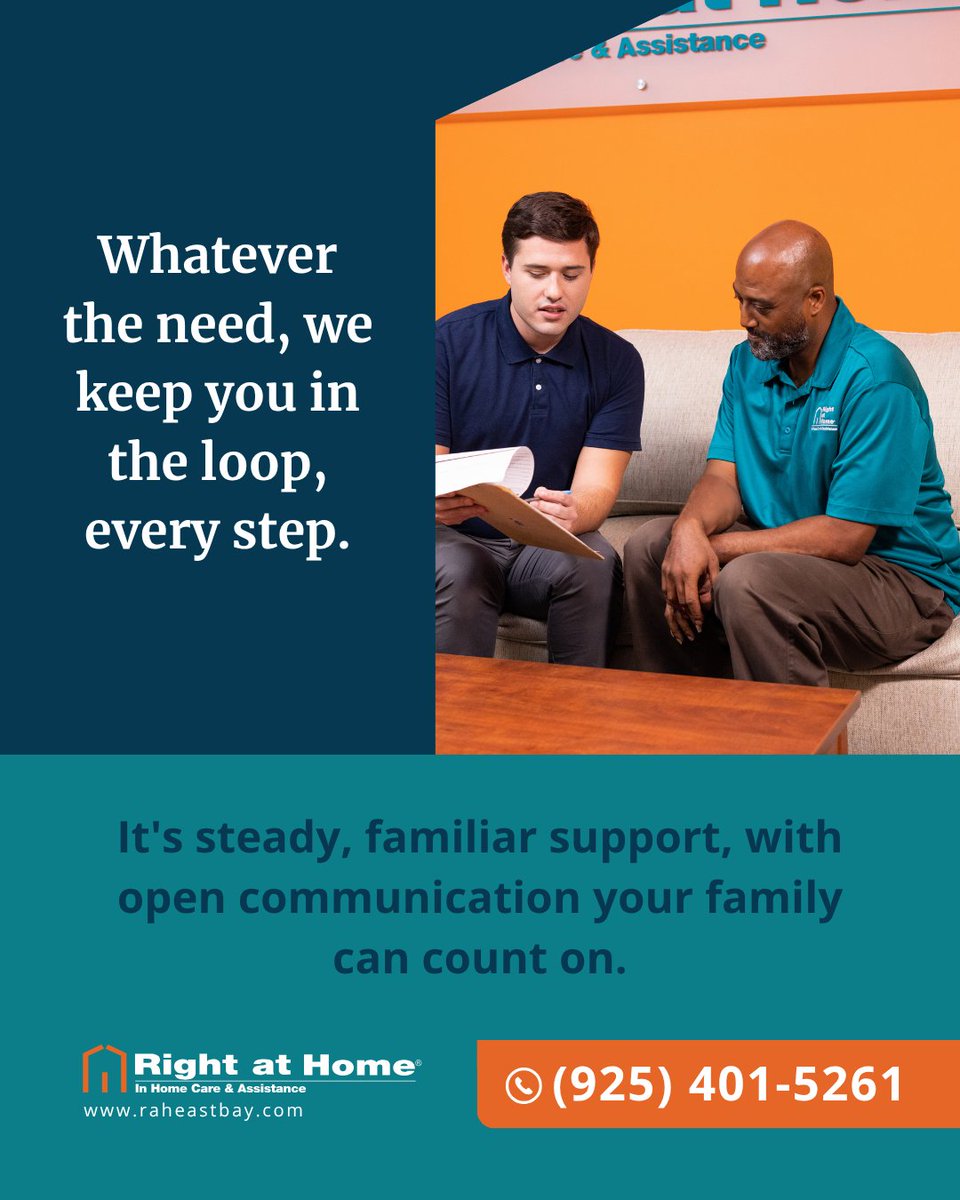 raheastbay's tweet photo. Trusting someone with your parent is a huge step. You deserve full #transparency.
With us you know who cares for them, what care is happening and always in loop.
That's #RightatHomeEastBay. Call (925) 401-5261
#CaregiverSupport #TransparencyMatters #CareYouCanTrust #familyfirst https://t.co/bqqtEpzAVP