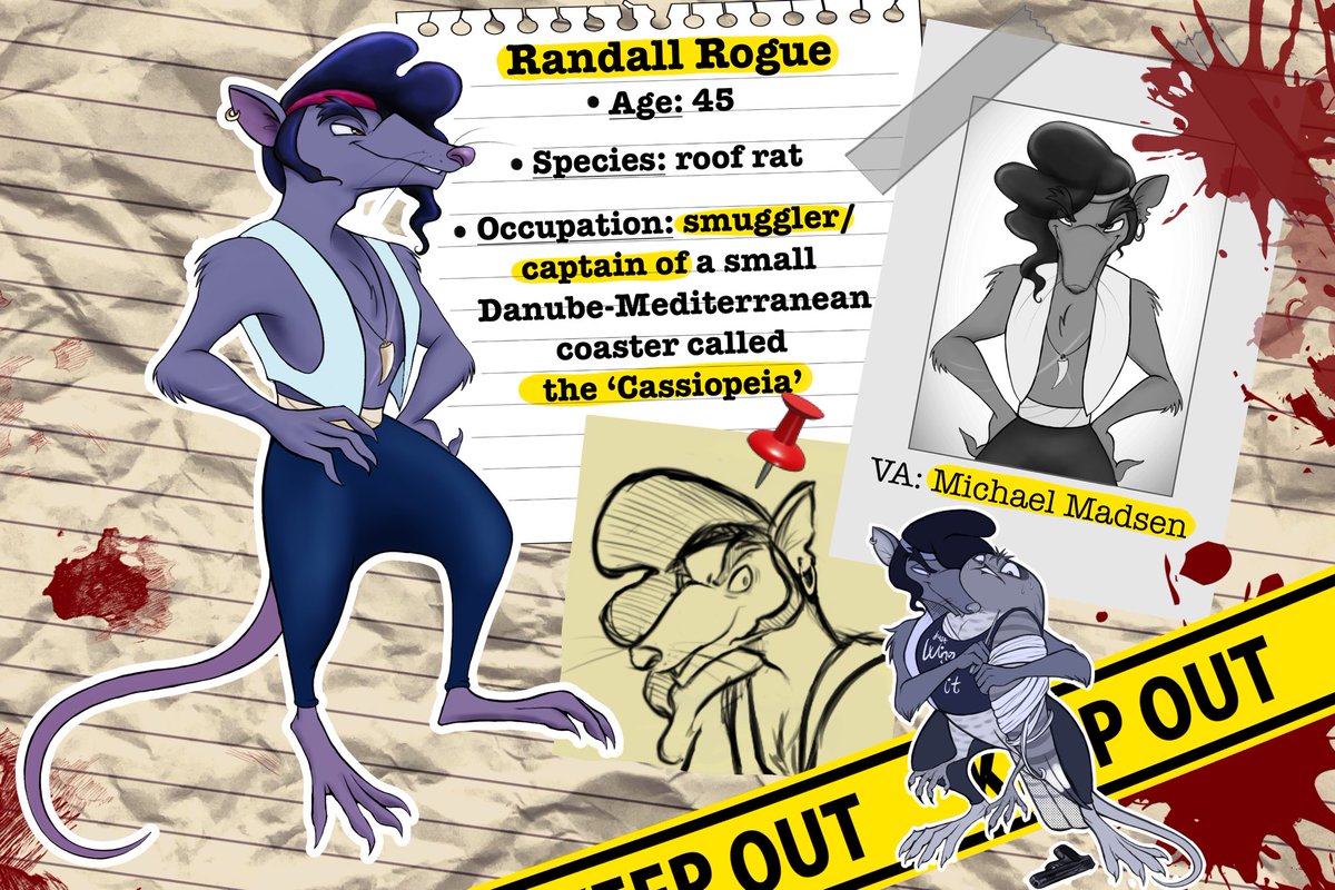 sallyllart's tweet photo. Randall Rogue is a smuggler rat, captain of a Danube-Mediterranean coaster, called, Cassiopeia.

He is a law unto himself, yet he deeply cares about his crew.

🟡 Budd (Michael Madsen) from Kill Bill 2 is my headcanon voice for him. https://t.co/nfb5UfgLRU
