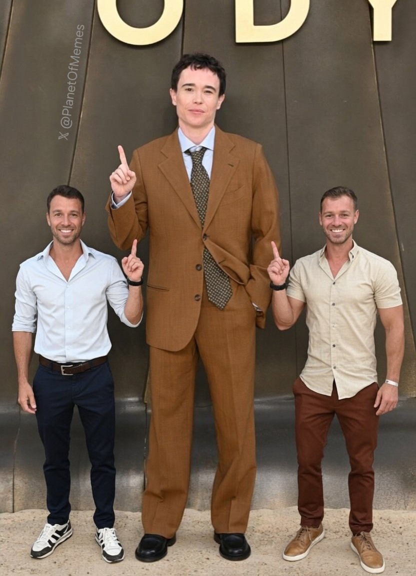 PlanetOfMemes's tweet photo. The Krassensteins took a moment to get a photo with Elliot Page. https://t.co/uOYk56sAV2