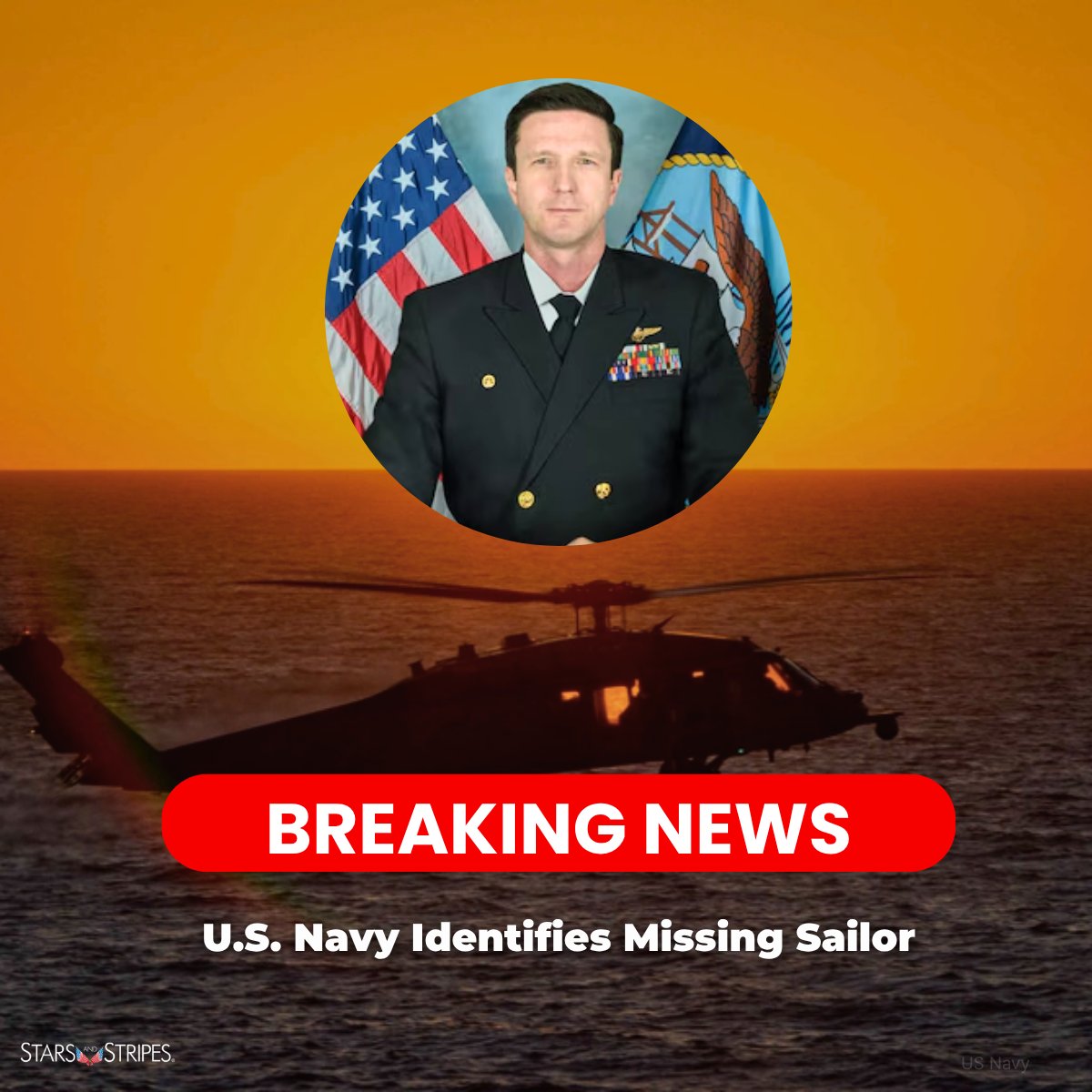 starsandstripes's tweet photo. #BREAKING: The U.S. Navy identified the missing Sailor following an MH-60s Sea Hawk helicopter’s emergency landing in the Arabian Sea, July 1, as Cmdr. Gabriel Edwards, commanding officer of Helicopter Sea Combat Squadron (HSC) 5. https://t.co/R8JCy5ywaJ