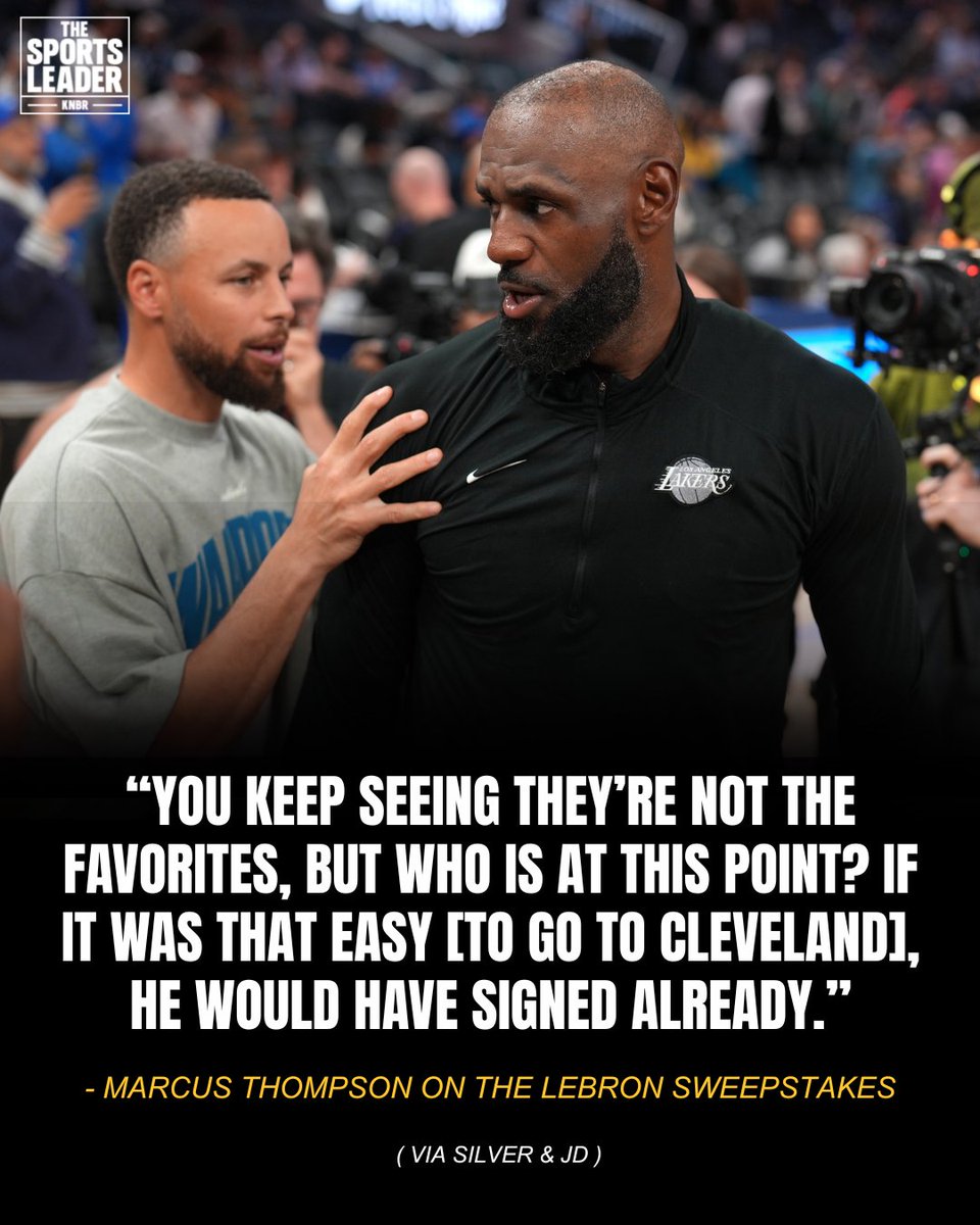 KNBR's tweet photo. “I think if LeBron is scouring this league looking for a situation, he clearly hasn’t found too many better than the Warriors.”

Despite reports saying that the Warriors are no longer frontrunners for LeBron, Marcus Thompson says nothing has changed in the last week. https://t.co/QMwH9QwyLS
