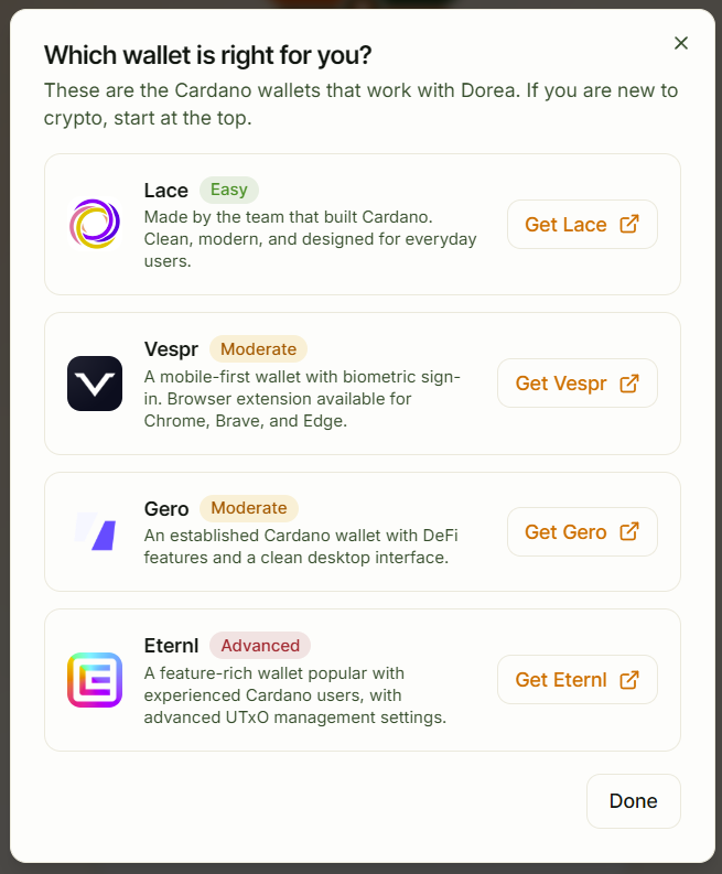 Doreaio's tweet photo. Which Cardano wallet is right for you? @lace_io @vesprwallet @GeroWallet @eternlwallet 

Choose one and use it to sign up for https://t.co/XQlg2Zdaju today! 

Buy AI media generation credits, tip content creators, and more.

#Cardano #CryptoWallets #Crypto #Web3Gems https://t.co/UcpJ6LZCco
