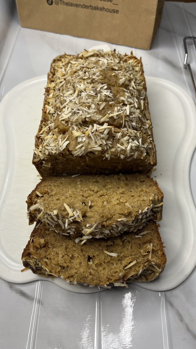 mysteriouseyess's tweet photo. Coconut banana bread available for delivery tomorrow.
N9,500 per loaf
 
Send a dm to order 💜 https://t.co/c5F6EnqELF