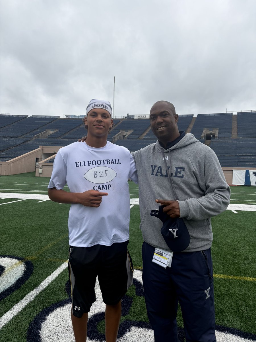 TylerMcDaniel28's tweet photo. Another great day of work at the Yale Football Camp! Thank you to @coach_smcgowan for the invitation and to @maknight3 for taking the time to talk with me. I truly appreciate the opportunity and can’t wait to stay connected. Excited to keep improving!  @coachgfrench @MrEllis_DPS https://t.co/p8UAhD4OMu