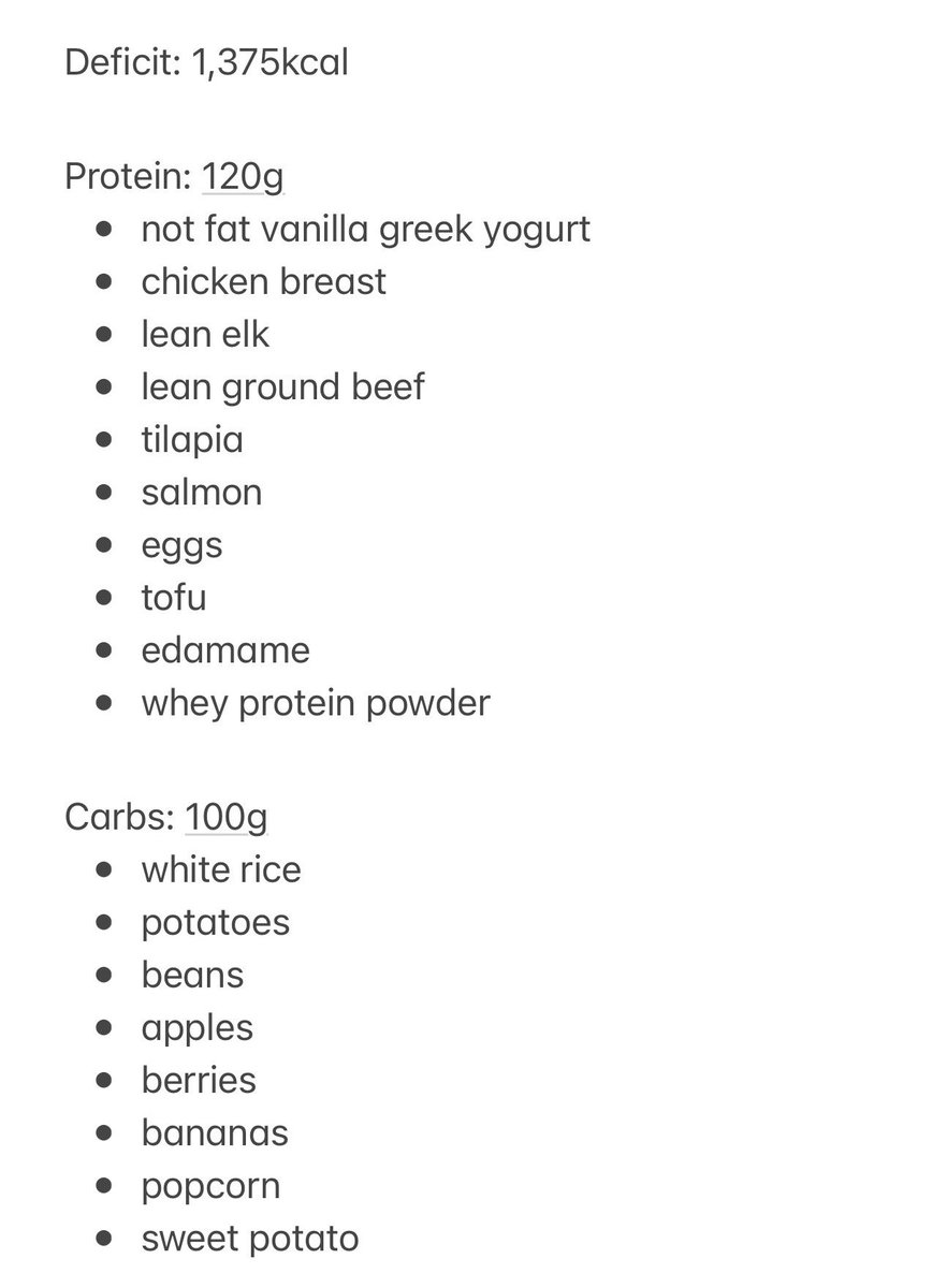 lenibeniii's tweet photo. literally no one cares but here’s a list i made of safe foods + macros :P https://t.co/9BLkNDJaZc