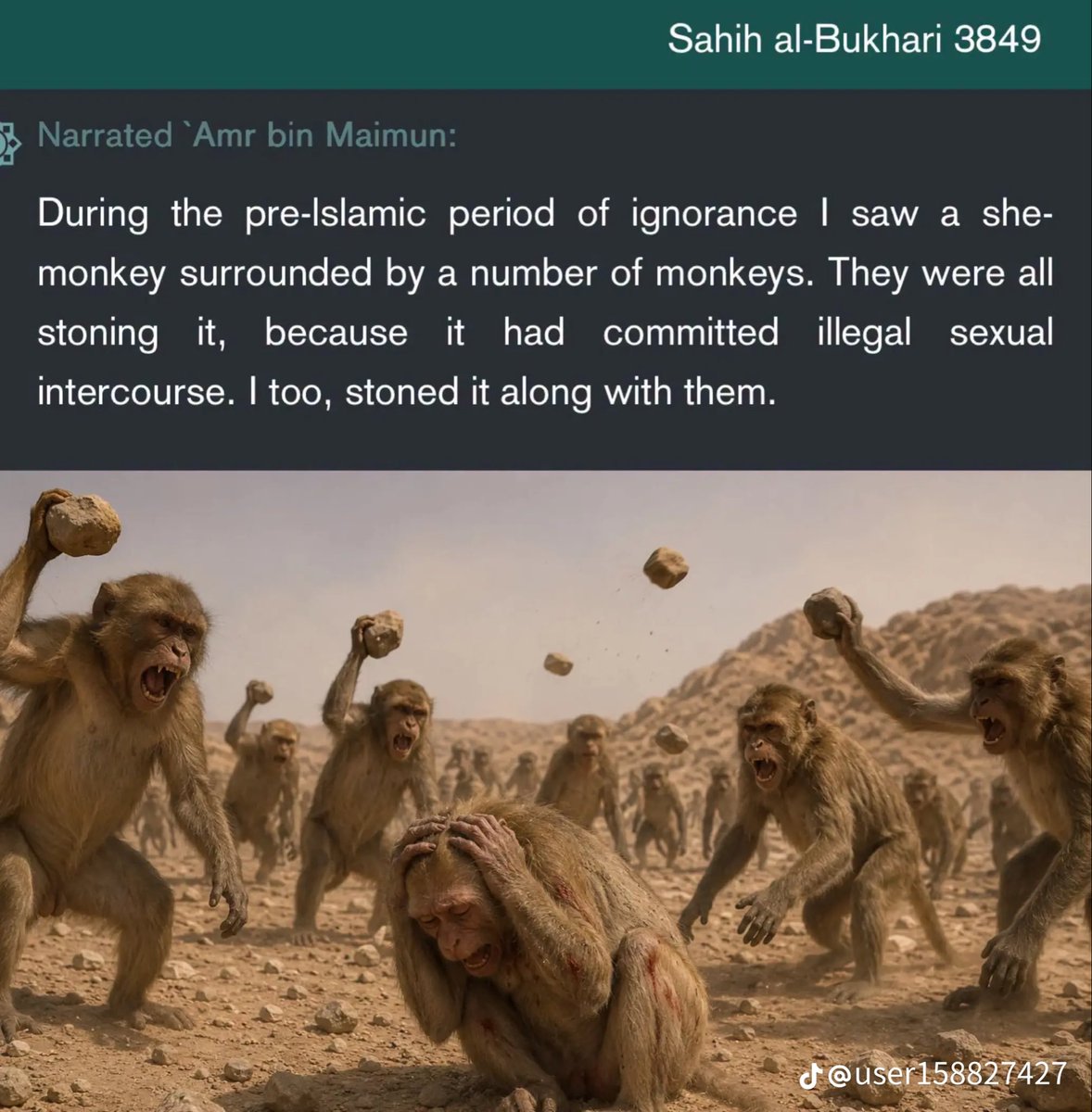 ThaRealRC's tweet photo. Monkeys 🙉 practised sharia of Allah before Islam! https://t.co/S28NUmA4in