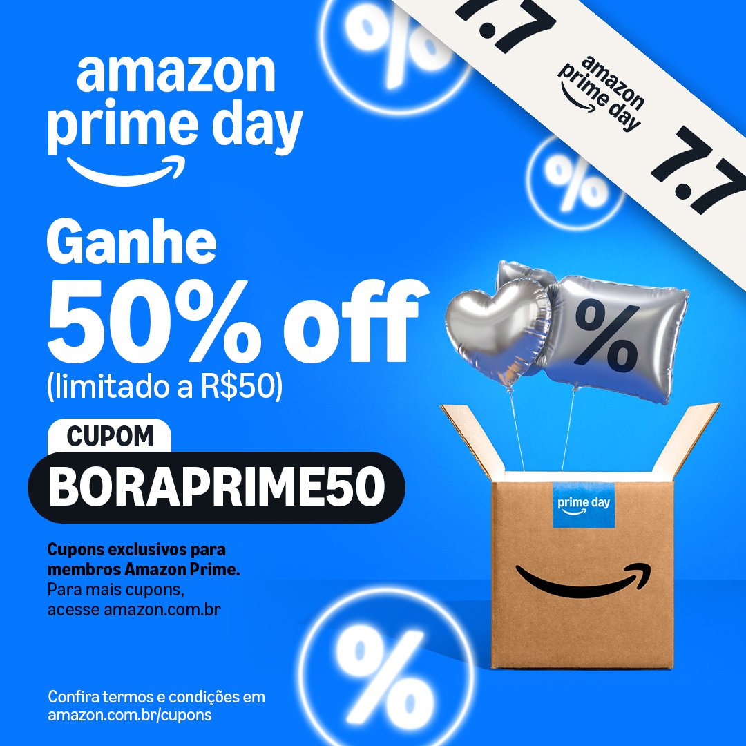 amazonbrasil's tweet photo. Mais um cupom de presente pra você 🎁

🎟️ Use BORAPRIME50 e aproveite 50% OFF, limitado a R$50. 

👉 Confira as ofertas Amazon Prime Day 7.7!
https://t.co/DkRwuFGfrk 

#TemNaAmazon #AmazonBrasil #AmazonPrimeDay https://t.co/ZbpIW2IbVF
