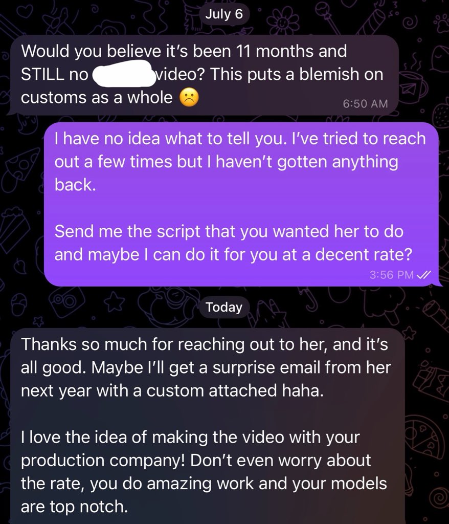 DProds's tweet photo. The amount of models who become producers only to stiff their fans b/c they think they can away with it is too damn high.

The amount of times I’ve gotten gigs BECAUSE of that bullshit…is fantastic for my mortgage payments. 

Either way, stop that shit.
It’s making those of us in the business who care about their clients look bad.😡