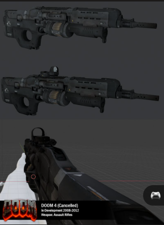 SgdBenjamin's tweet photo. As i suspected!

The insurreccionists on the flashback sequence uses the Doom 4 assault rifle
So some assets are in fact from the cancelled game. love it!! https://t.co/fek0Vxn1SO