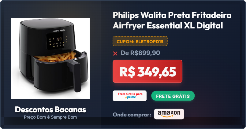 descontosbr's tweet photo. CORRE ANTES QUE ACABE! 🏃‍♂️💨

CUPOM: ELETROPD15

Philips Walita Preta Fritadeira Airfryer Essential XL Digital

🔥 R$ 349,65 [61% OFF]
❌De R$899,90

🚚 Frete GRÁTIS Amazon Prime
🛒 COMPRE AQUI: https://t.co/dz8L0mhabz

#Achadinhos #Oferta https://t.co/zMnjm1rjEz